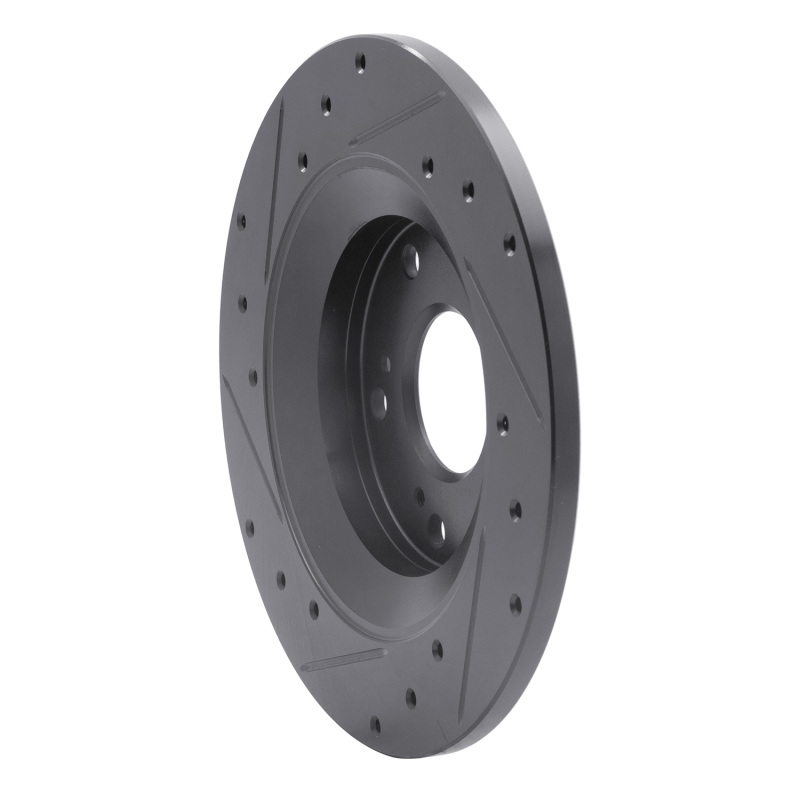 Honda S2000 Brake Rotor (1) - Rear Right - R1 Concepts - Drilled & Slotted - Black - `00-`09